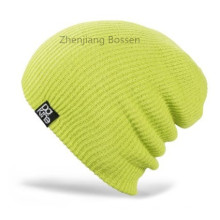 Customized Solid Light Green Ski Ribbed Flap Knit Hat